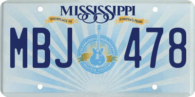 MS license plate MBJ478