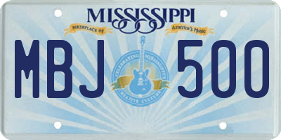 MS license plate MBJ500