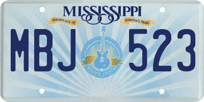 MS license plate MBJ523