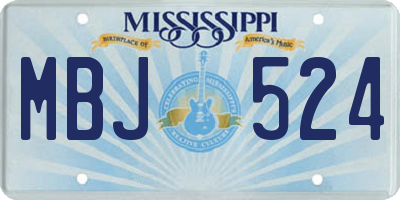 MS license plate MBJ524