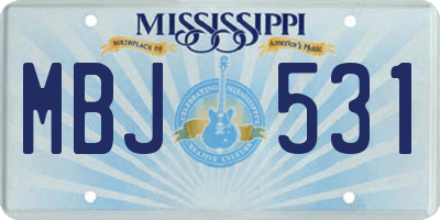 MS license plate MBJ531