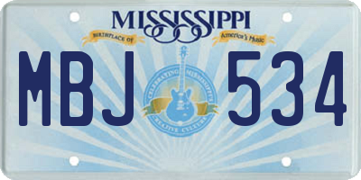 MS license plate MBJ534