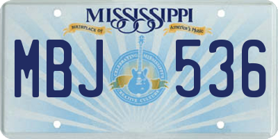 MS license plate MBJ536