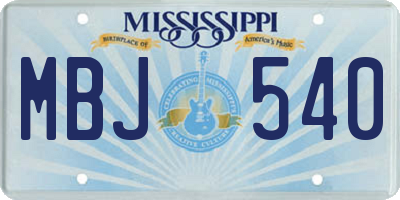MS license plate MBJ540