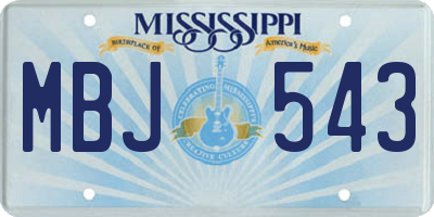 MS license plate MBJ543