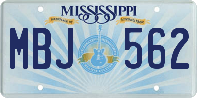 MS license plate MBJ562