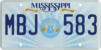 MS license plate MBJ583