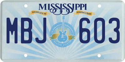 MS license plate MBJ603