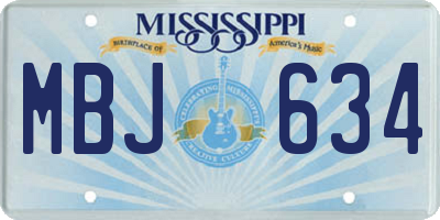 MS license plate MBJ634