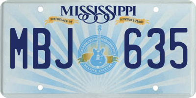 MS license plate MBJ635