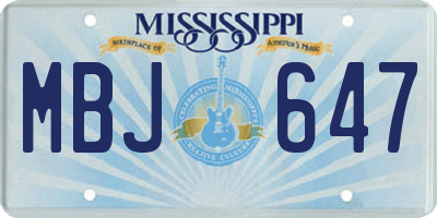 MS license plate MBJ647