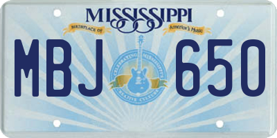 MS license plate MBJ650