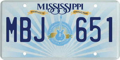 MS license plate MBJ651