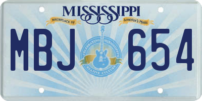 MS license plate MBJ654