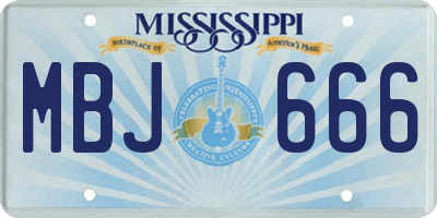 MS license plate MBJ666