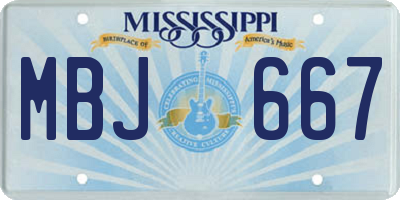 MS license plate MBJ667