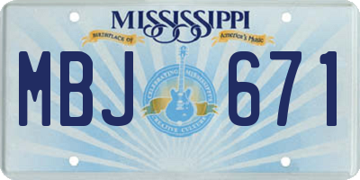 MS license plate MBJ671