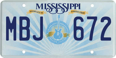 MS license plate MBJ672