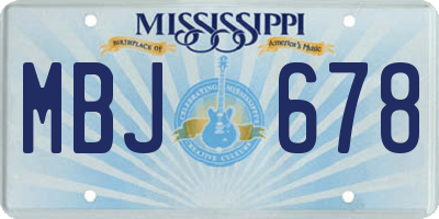 MS license plate MBJ678