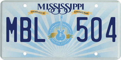 MS license plate MBL504