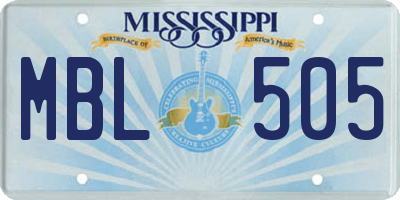 MS license plate MBL505
