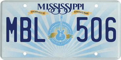 MS license plate MBL506