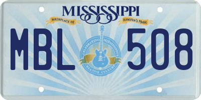 MS license plate MBL508