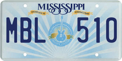MS license plate MBL510