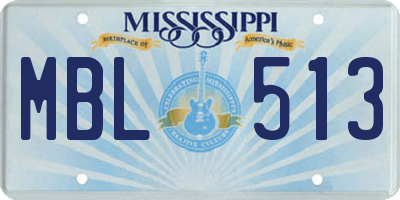 MS license plate MBL513