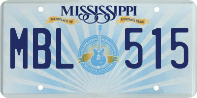 MS license plate MBL515