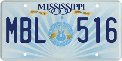 MS license plate MBL516