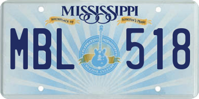 MS license plate MBL518