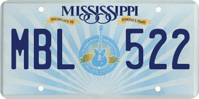 MS license plate MBL522