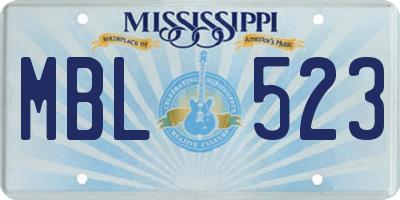 MS license plate MBL523