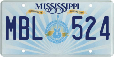 MS license plate MBL524
