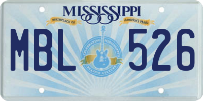 MS license plate MBL526