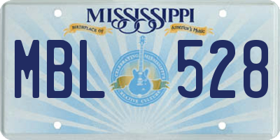 MS license plate MBL528