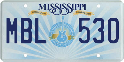 MS license plate MBL530