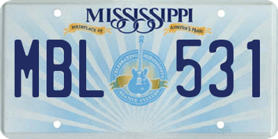 MS license plate MBL531