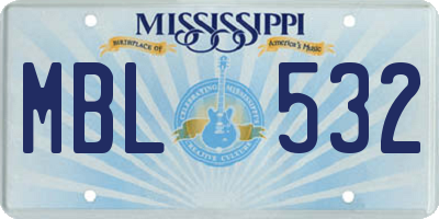 MS license plate MBL532