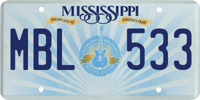 MS license plate MBL533
