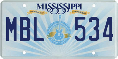 MS license plate MBL534
