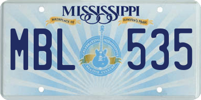 MS license plate MBL535