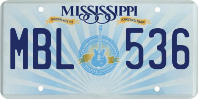 MS license plate MBL536