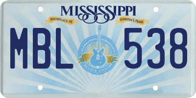 MS license plate MBL538