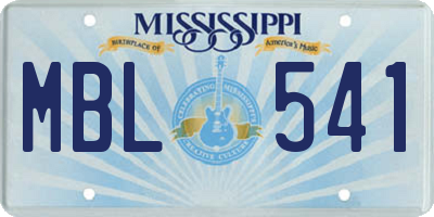 MS license plate MBL541