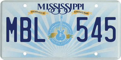 MS license plate MBL545