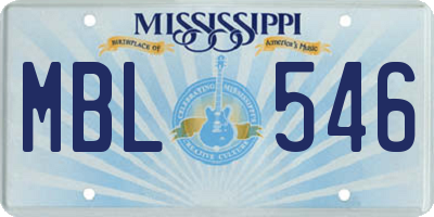 MS license plate MBL546