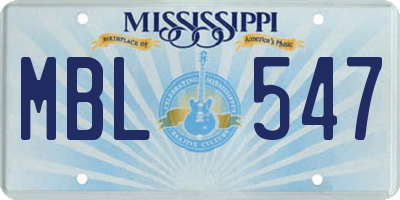 MS license plate MBL547