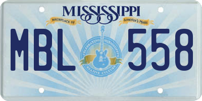 MS license plate MBL558